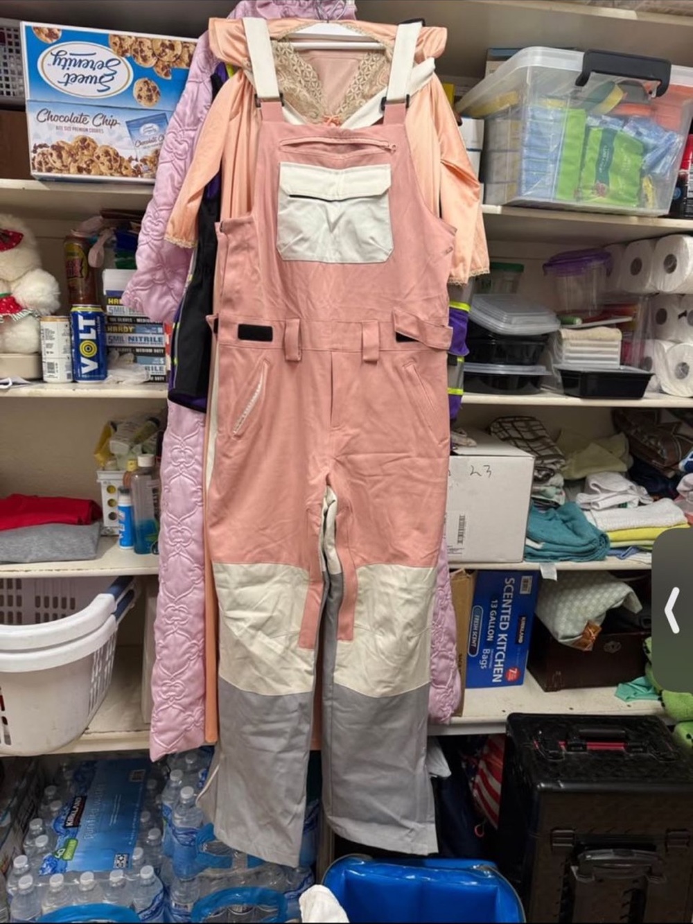 Pink Colorblock Overalls with White & Gray Panels